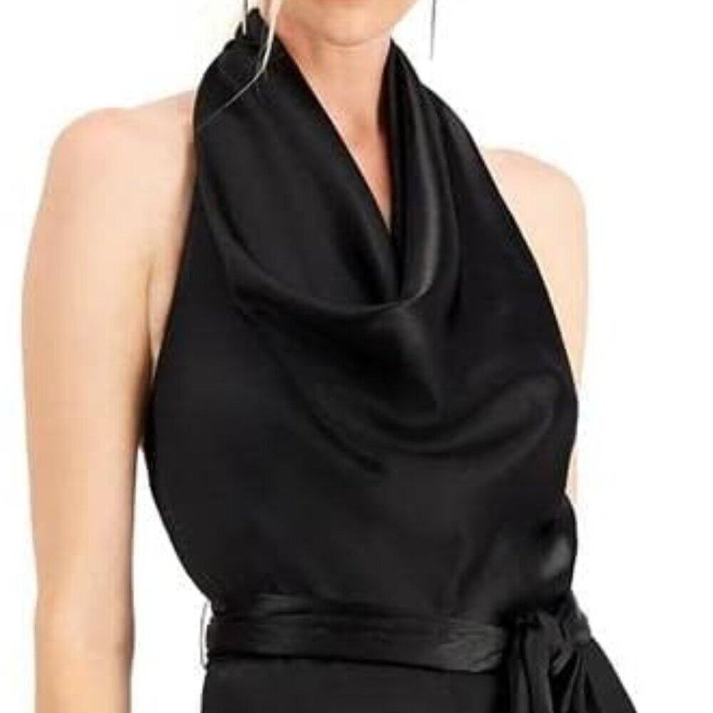 Aidan by Aidan Mattox Cowl Neck Jumpsuit Black 2 - Picture 3 of 12